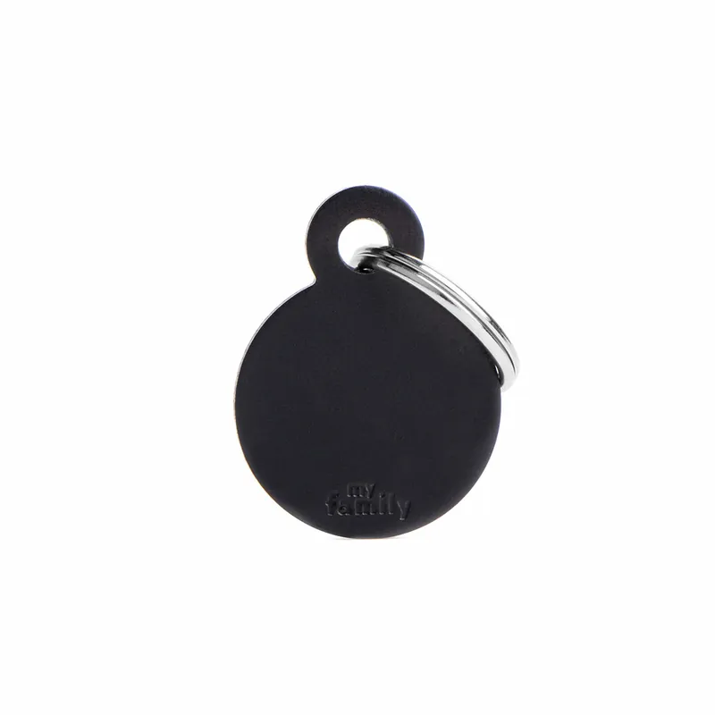Garantierte Lieferung MY FAMILY Classic Small Round Aluminum Tag schwarz Hundemarke